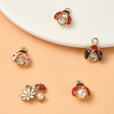 5Pcs 5 Styles Alloy Rhinestones Pendants ENAM-YW0003-37-1