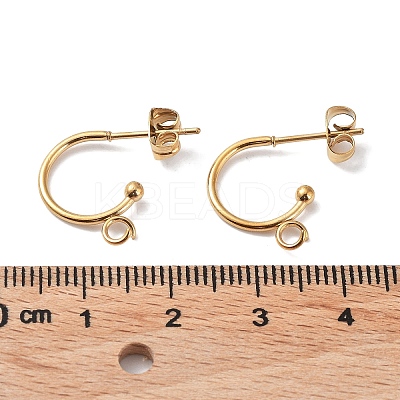 Ion Plating(IP) 304 Stainless Steel Half Hoop Earrings STAS-Z028-B01-G-01-1