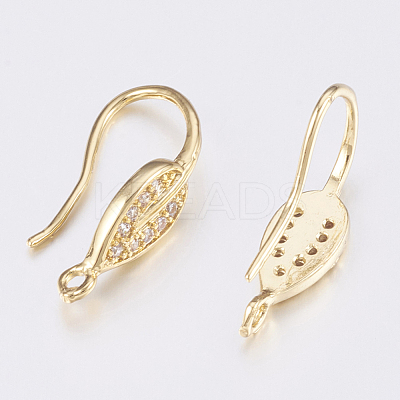Brass Micro Pave Cubic Zirconia Earring Hooks ZIRC-K075-38G-1