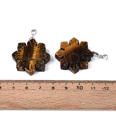 Natural Tiger Eye Pendants G-T144-12F-1