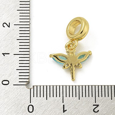 Rack Plating Brass Micro Pave Clear Cubic Zirconia European Dangle Pendants KK-Z067-29G-1