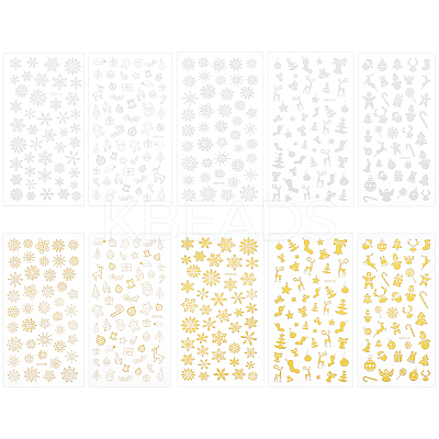 10 Sheets 10 Styles Christmas PET Self Adhesive Festive Stickers STIC-OC0001-15-1