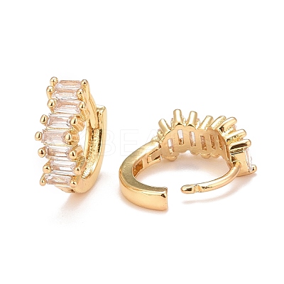 Cubic Zirconia Rectangle Hoop Earrings EJEW-A069-16G-B-1