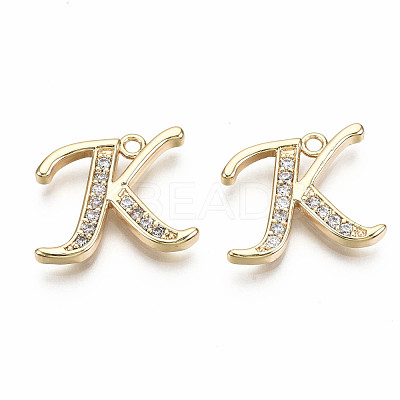 Brass Micro Pave Clear Cubic Zirconia Pendants KK-S360-053K-NF-1