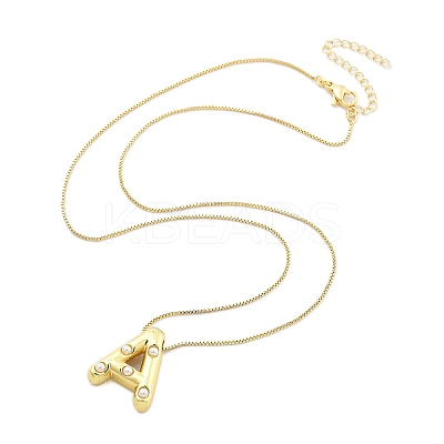 Brass & Plastic Pearl Letter Pendant Box Chain Necklaces for Women LS-NJEW-U017-01G-01-1