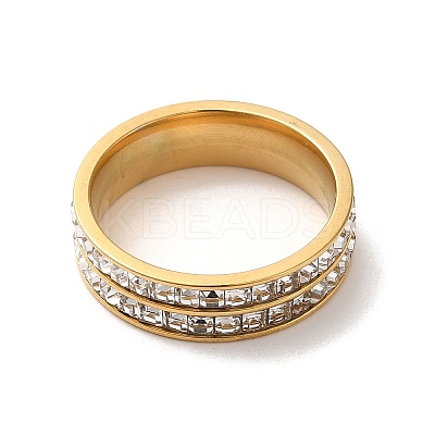 PVD Vacuum Plating 304 Stainless Steel Finger Ring with Cubic Zirconia RJEW-Z029-01G-1