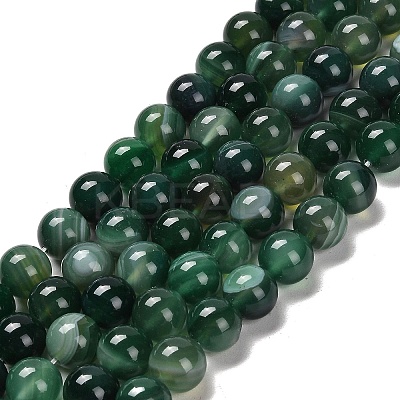 Natural Striped Agate/Banded Agate Beads Strands G-B079-A05-03E-1