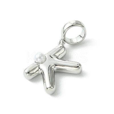 Rack Plating Brass with ABS Plastic Pearl European Dangle Charms KK-G501-02K-P-1