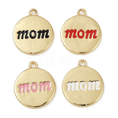 Mother's Day Brass Enamel Charms KK-R224-07G-1