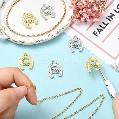 6Pcs 2 Colors Brass Micro Pave Cubic Zirconia Pendants KK-CJ0003-39-1