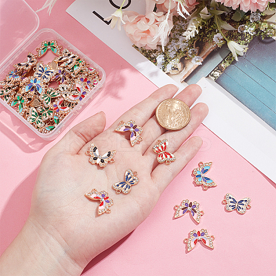 60Pcs 10 Styles Alloy Enamel Connector Charms ENAM-HY0001-25-1