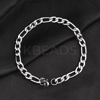 1Pc Trendy Women's 304 Stainless Steel Figaro Chain Bracelets BJEW-DJ0001-81-1