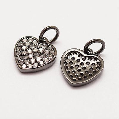 Brass Micro Pave Grade AAA Cubic Zirconia Charms ZIRC-G090-25B-NR-1