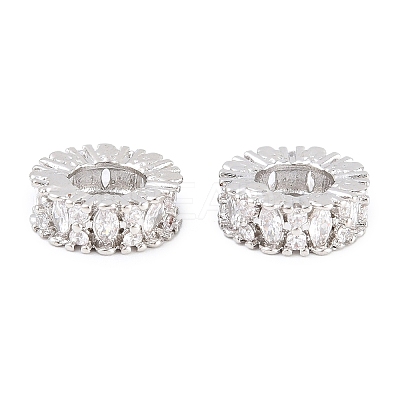 Brass Micro Pave Clear Cubic Zirconia European Beads KK-B186-20P-1