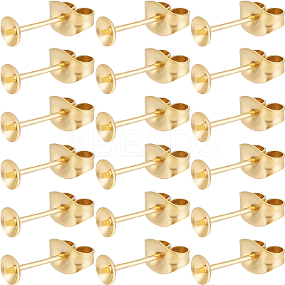 50Pcs Ion Plating(IP) 304 Stainless Steel Stud Earring Findings STAS-BBC0004-52-1