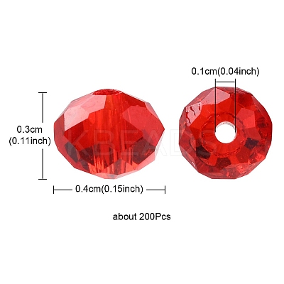 Faceted Rondelle Transparent Glass Beads GLAA-YW0001-84A-1