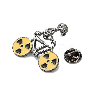 Halloween Theme Skeleton with Bike Enamel Pins JEWB-Z045-01B-1