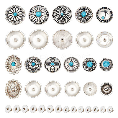 22Pcs 11 Styles Flat Round Alloy Enamel Coin Screwback Rivets FIND-NB0005-76-1