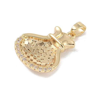 Brass Micro Pave Clear Cubic Zirconia Pendants KK-P273-08G-1