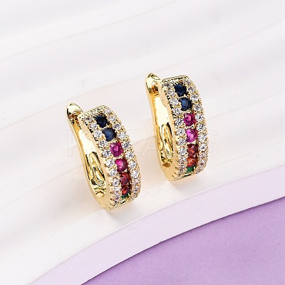 Brass Micro Pave Cubic Zirconia Oval Hoop Earrings EJEW-D332-03B-G-1
