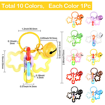 10Pcs 10 Colors Star Acrylic Pendant Decorations AJEW-SP0003-35-1