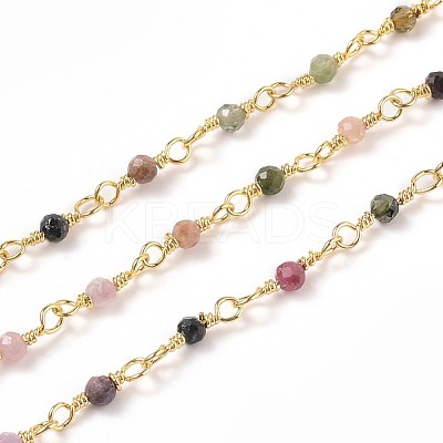 3.28 Feet Natural Multicolor Tourmaline Handmade Beaded Chains X-CHC-K008-A03-1