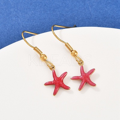Ocean Series 304 Stainless Steel Enamel Dangle Earrings LS-EJEW-K017-01C-G-1