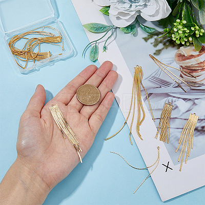 10Pcs 5 Style Brass Chain Tassel Big Pendants KK-HY0003-24-1