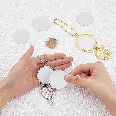 4 Sets 2 Colors Heat Transfer Printing Blank Round Car Hanging Pendant Decorations AJEW-FH0003-46-1
