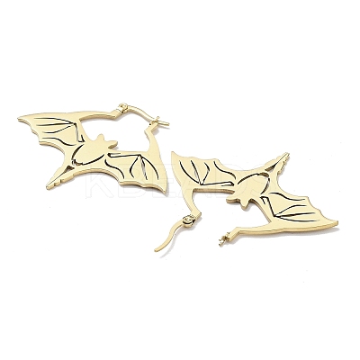 304 Stainless Steel Bat Hoop Earrings for Women LS-EJEW-R156-07G-1