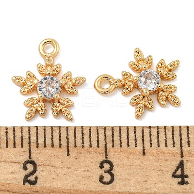 Flower Brass Micro Pave Cubic Zirconia Pendants X-KK-N254-102G-01-1