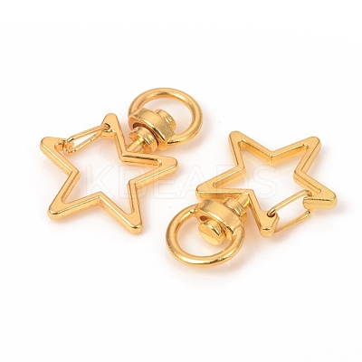 Star Shape Zinc Alloy Swivel Lobster Clasps IFIN-WH0053-02G-1