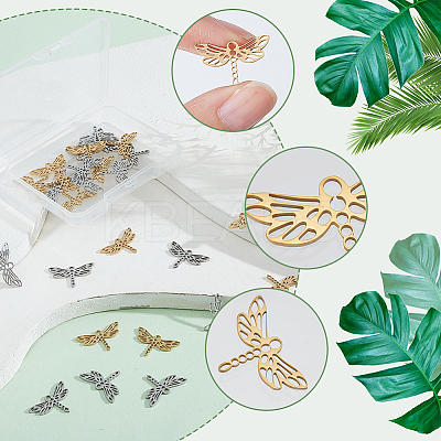 32Pcs 2 Colors 201 Stainless Steel Filigree Joiners Links STAS-DC0011-56-1
