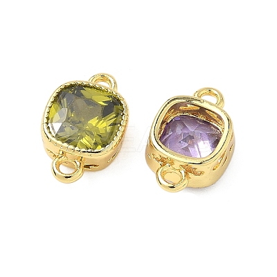 Brass Pave Cubic Zirconia Connector Charms KK-L264-11G-1