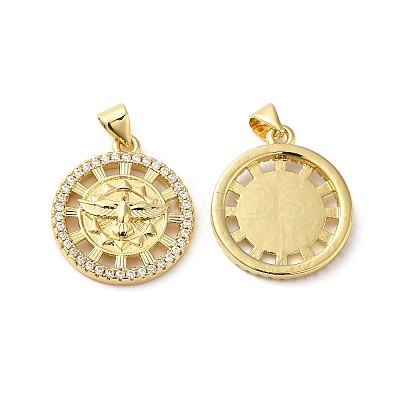 Rack Plating Brass Pave Cubic Zirconia Pendants KK-O142-10G-1