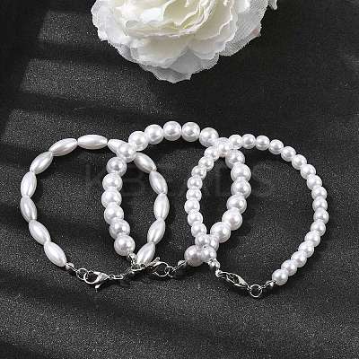 Plastic Pearl Beaded Bracelets for Women BJEW-L716-01P-1