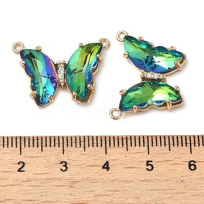 Brass Pave Faceted Glass Connector Charms FIND-Z020-03S-1