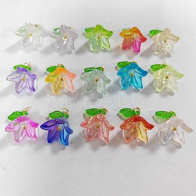 90Pcs 15 Colors Acrylic Pendants PALLOY-AR00026-1