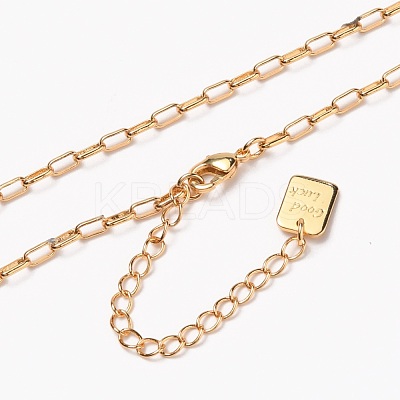 Brass Paperclip Chain Necklaces NJEW-H206-02G-1
