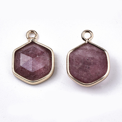 Natural Strawberry Quartz Charms G-N326-47B-1