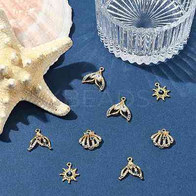 8Pcs 4 Styles Brass Micro Pave Cubic Zirconia Pendants KK-FS0001-96-1