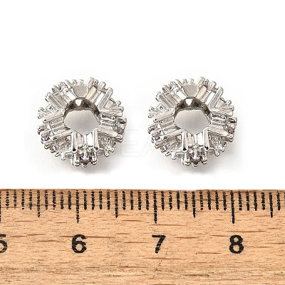 Flower Brass Micro Pave Cubic Zirconia European Beads KK-V008-19P-01-1