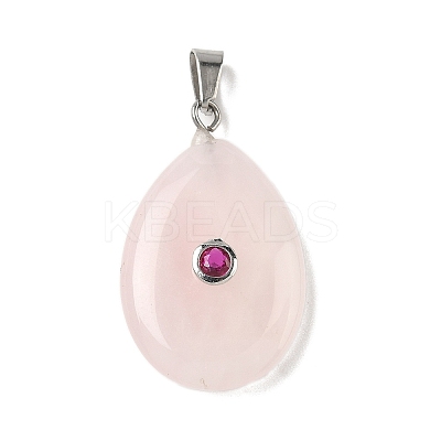 Natural Rose Quartz Pendants G-P599-02P-09-1