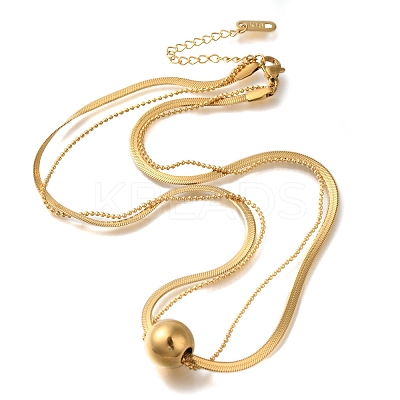 Ion Plating(IP) 304 Stainless Steel Double Layer Necklaces NJEW-H037-02G-1