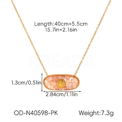 Ocean Natural Shell Resin Pendant 304 Stainless Steel Cable Chain Necklaces for Women WGEB2E9-05-1