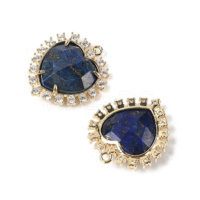 Natural Lapis Lazuli Faceted Heart Pendants G-I382-03G-01-1