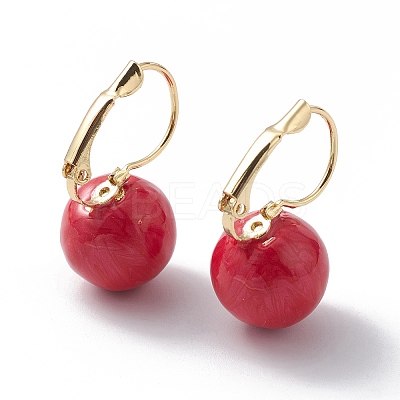 Brass Enamel Leverback Earrings EJEW-A093-11G-1