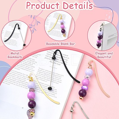 4Pcs 4 Colors Alloy Bookmarks AJEW-CJ0001-47-1