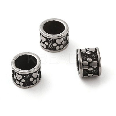 Column with Paw Print 304 Stainless Steel European Beads STAS-E215-02AS-1