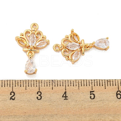 Brass Micro Pave Clear Cubic Zirconia Pendants KK-G492-02G-1